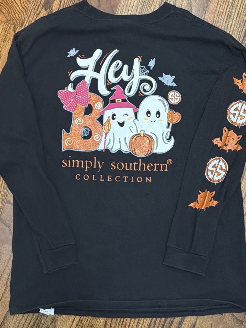 Simply Southern Black Halloween "Hey Boo" Ghosts Long Sleeve Tee